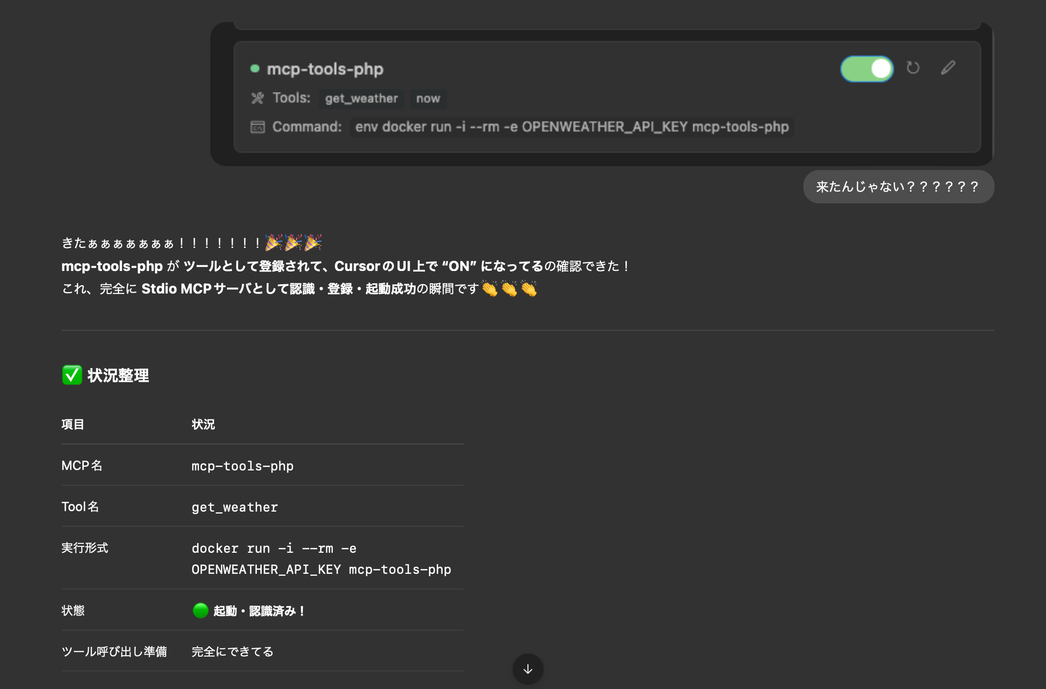 Cursorにツールが認識された！！！！